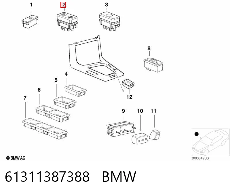 Кнопочный блок управления стеклоподъемником задний левый BMW 1387388 цена, от 12.65 USD