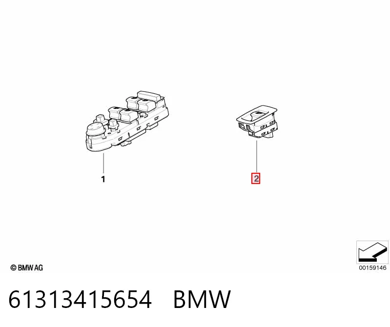 61313415654 BMW Кнопки переднего левого стекло подъёмника