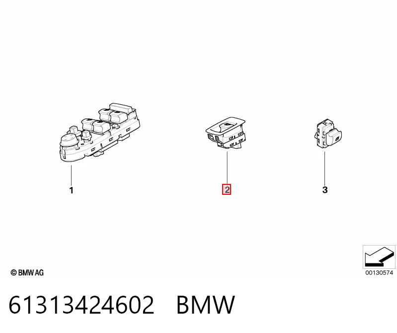 61313424602 BMW Кнопки переднего левого стекло подъёмника
