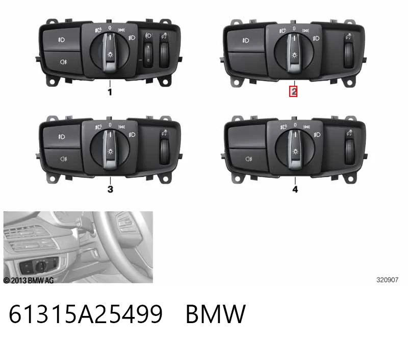 6824887 BMW Переключатели электрические (переключатель света центральный)