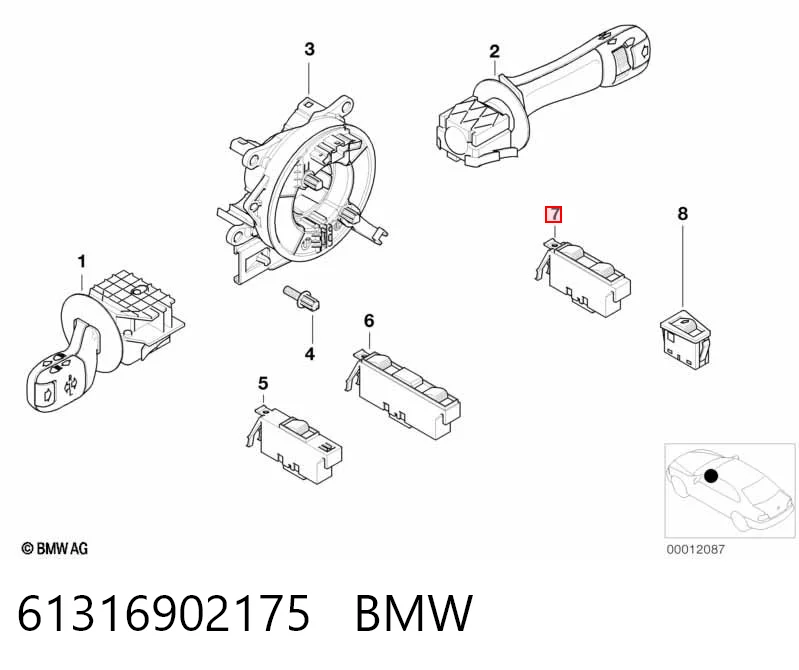 61316902175 BMW Кнопка включения мотора стеклоподъемника передняя левая