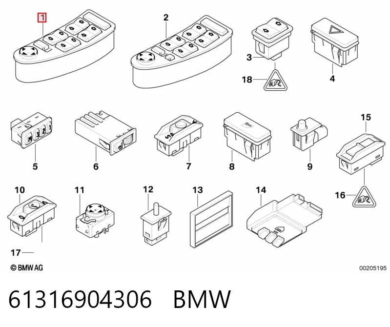 Кнопочный блок управления стеклоподъемником передний левый BMW 8360447 цена, от 19.73 USD