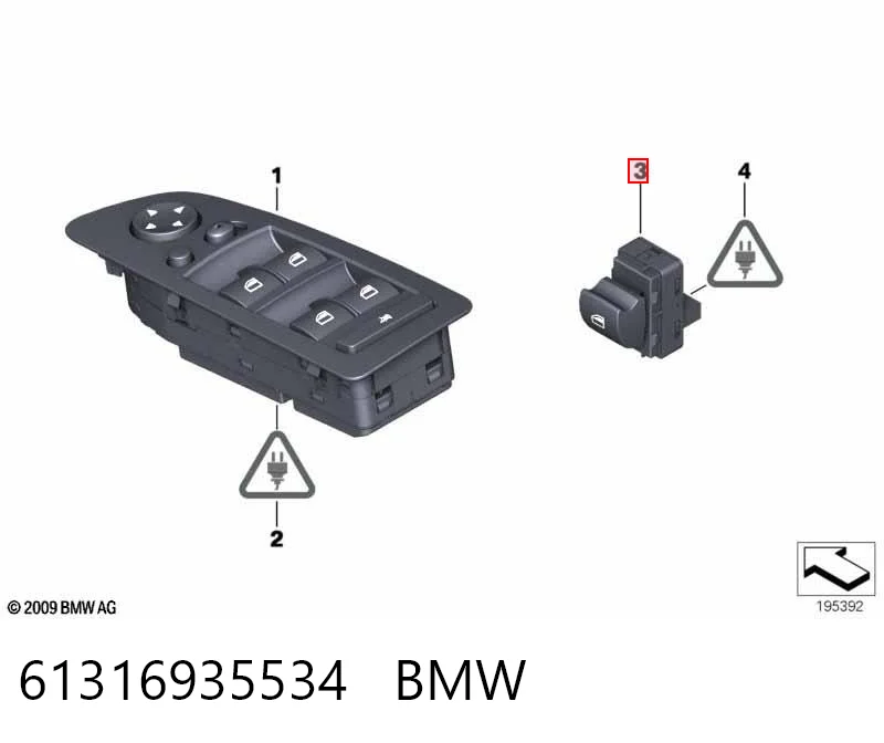 61316935534 BMW Кнопка подъемника переднего правого стекла