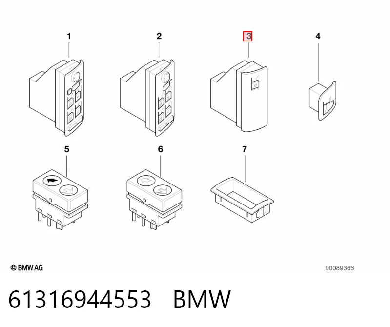 Кнопочный блок управления стеклоподъемником передний правый BMW 61316916601 цена, от 19.00 USD