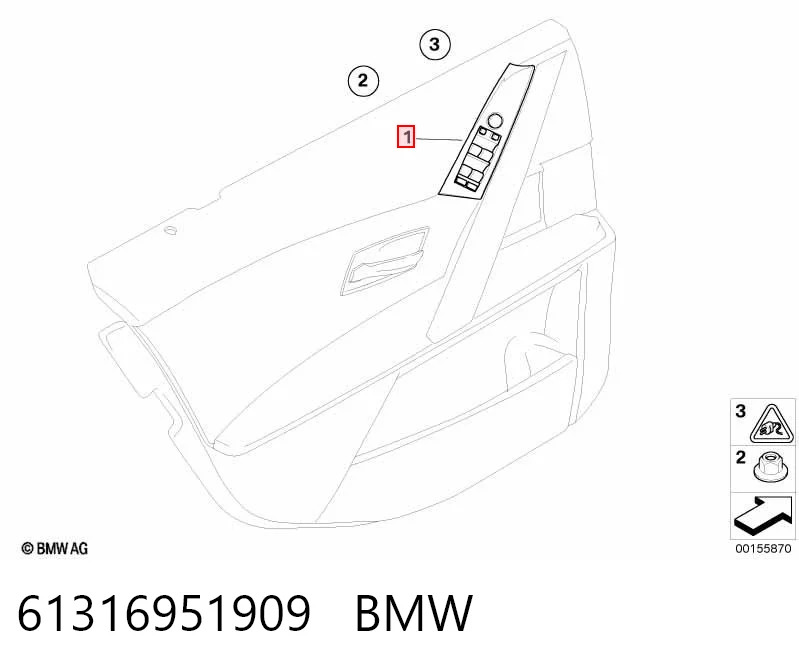 61316951909 BMW Кнопки переднего левого стекло подъёмника
