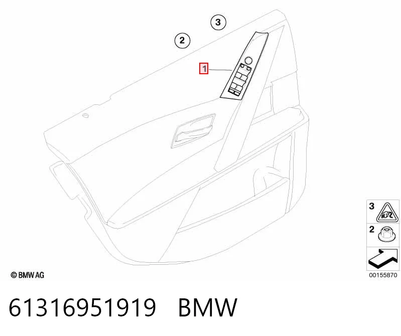 61316951919 BMW Кнопки переднего левого стекло подъёмника