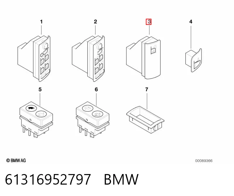 Купить 61316916601 BMW Кнопки переднего правого стекло подъемника
