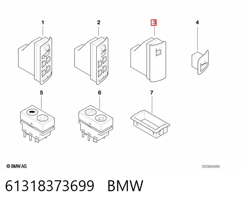 Кнопки переднего правого стеклоподъёмника BMW 61316916601