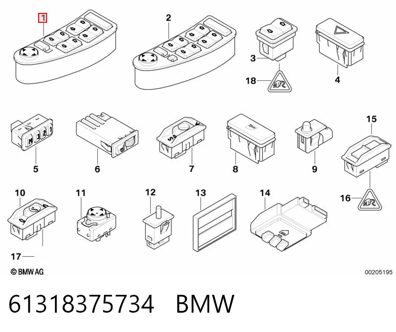 Кнопочный блок управления стеклоподъемником передний левый BMW 8360447 цена, от 19.73 USD