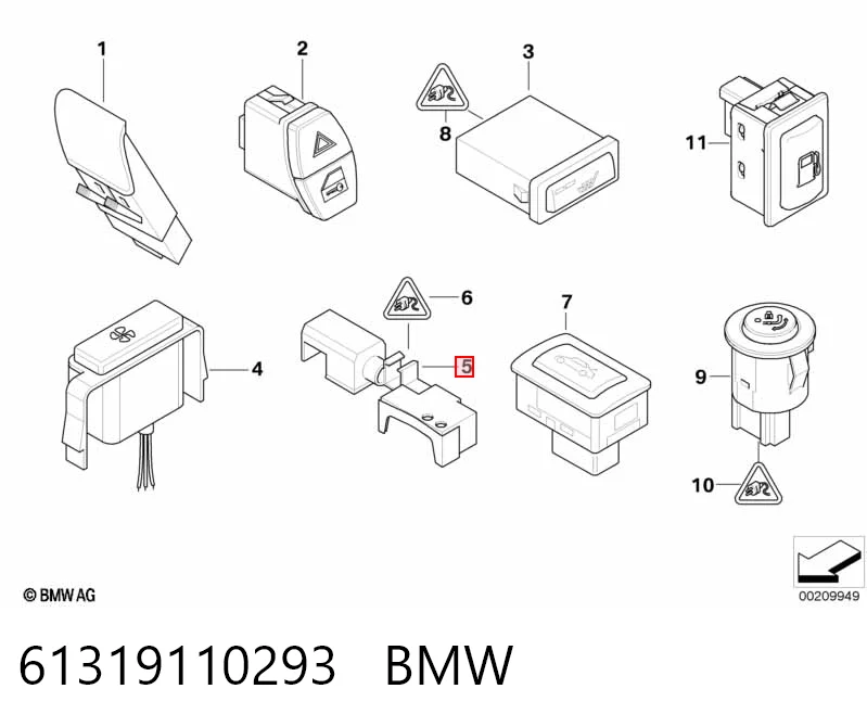61319110293 BMW Замок капота правый