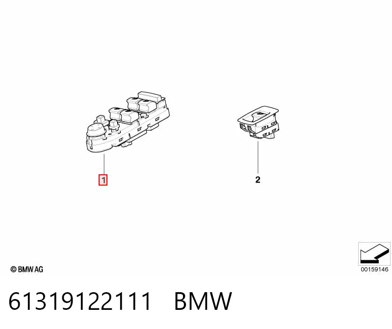 61319122111 BMW Кнопки переднего левого стекло подъёмника