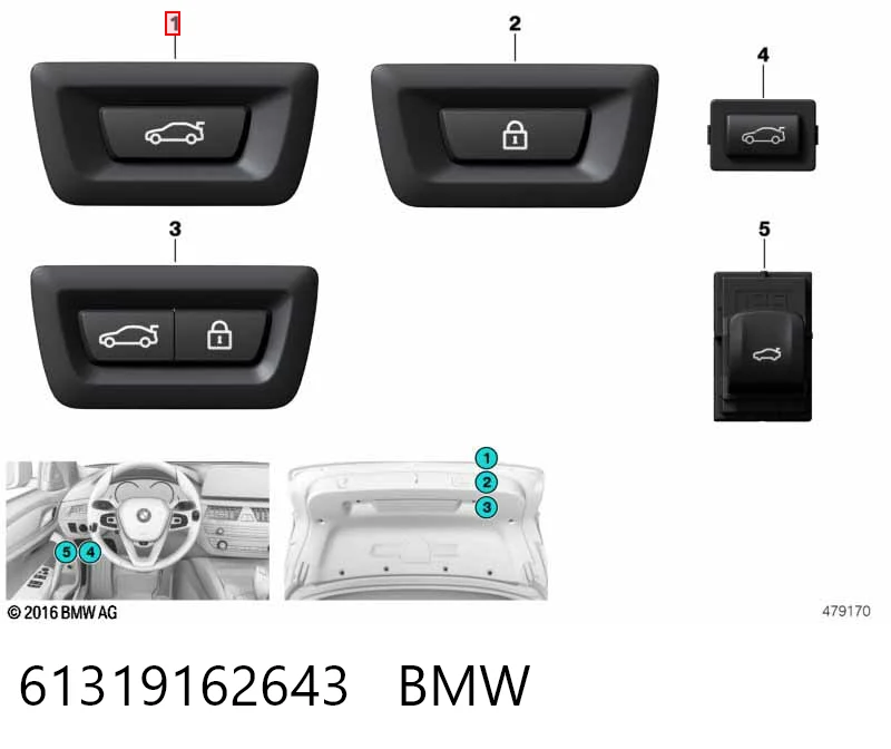 9275119 BMW Ручка крышки багажника/3-й/(5-й) двери, наружная
