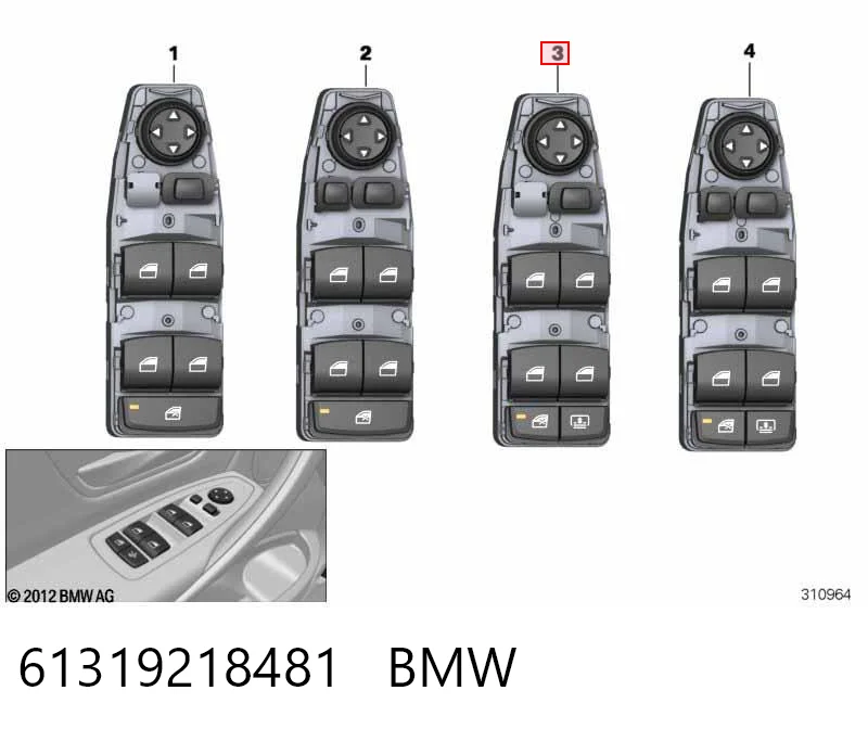 61319218481 BMW Кнопки переднего левого стекло подъёмника