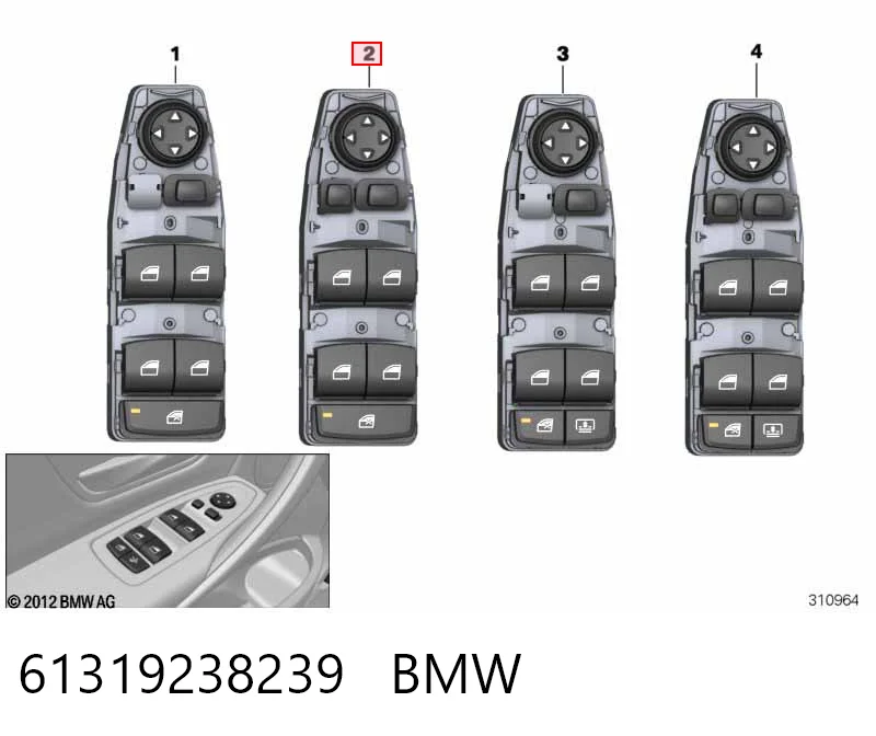 61319238239 BMW Кнопки переднего левого стекло подъёмника