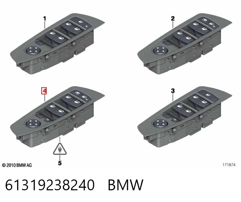 61319238240 BMW Кнопки переднего левого стекло подъёмника