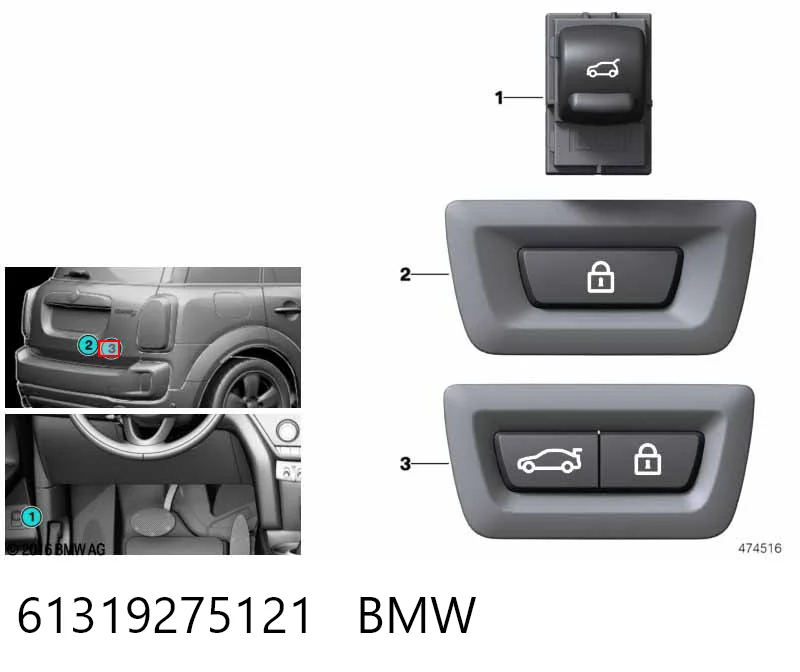61319275121 BMW Кнопка салона привода крышки багажника (двери 3/5-й (ляды)