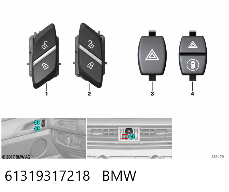 Аварийная кнопка на BMW X5  F15, F85