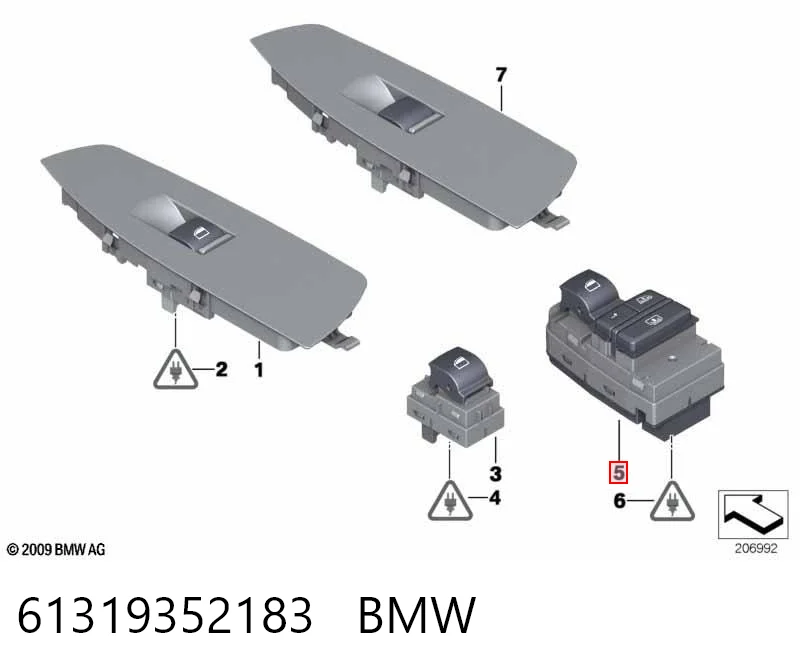 61319352183 BMW Кнопки заднего стеклоподъемника