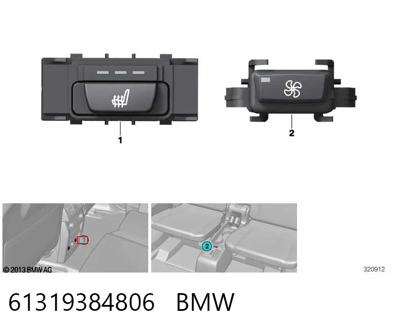 Купить 9384806 BMW Кнопка вкл.обогрева сидения