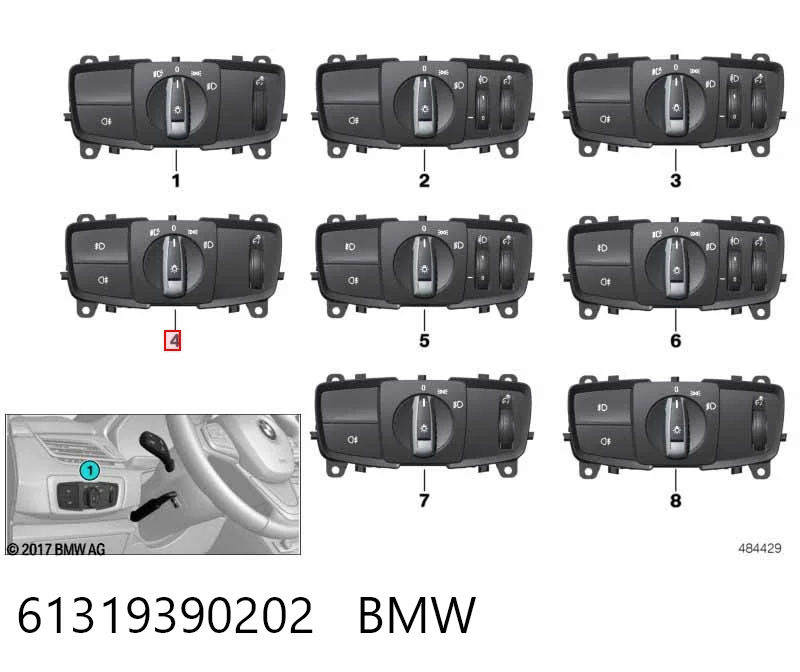 Переключатель света фар на "торпедо" 9311727 BMW