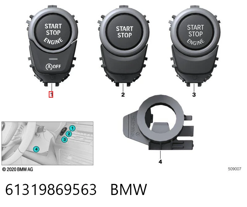 9869563 BMW Кнопка стоп-старт