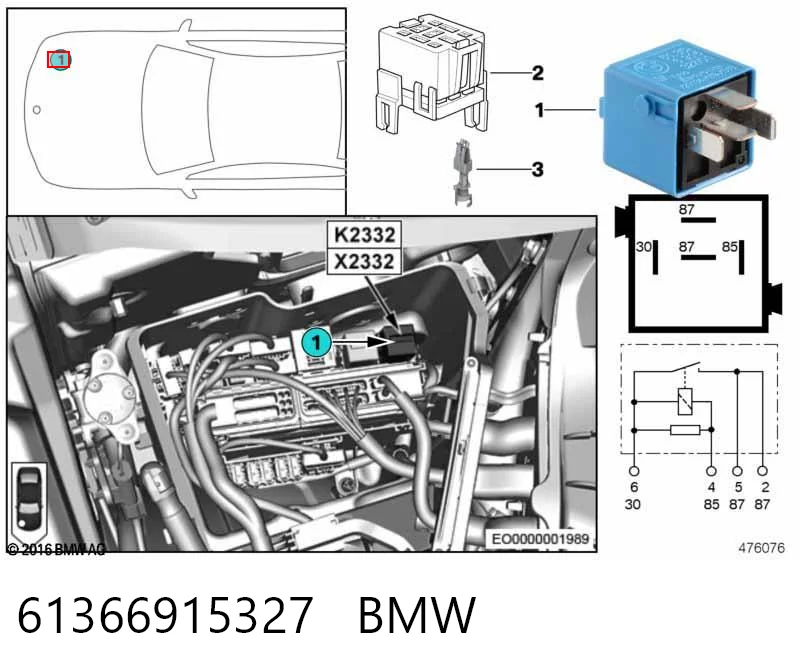 61366915327 BMW Реле электрическое многофункциональное