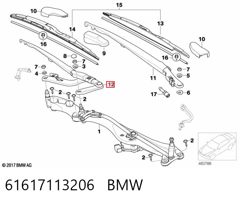 Поводок дворника на BMW 7  E65, E66, E67