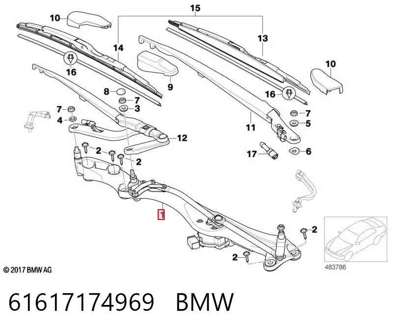 Трапеция стеклоочистителя на BMW 7  E65, E66, E67