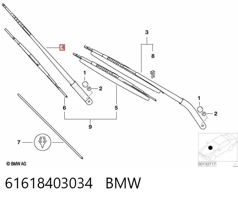 Поводок дворника на BMW X5  E53