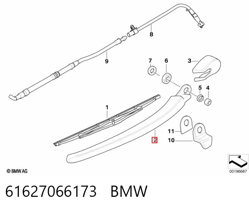61627066173 BMW Рычаг-поводок дворника заднего стекла