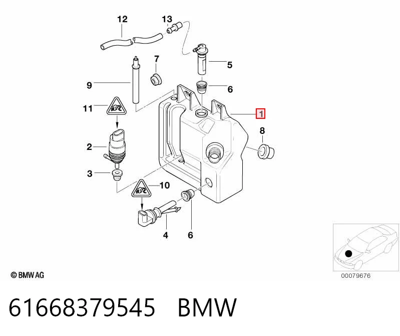 Бачок омывателя лобового стекла BMW 5 седан (E39) (1995 - 2003) цена, от 9.89 USD