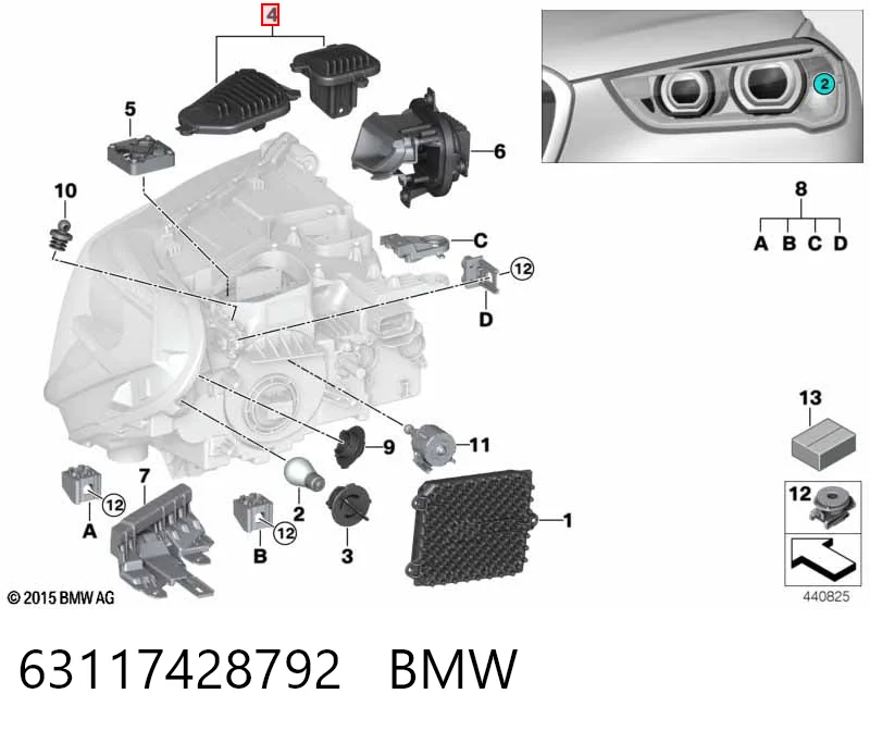 63117428792 BMW Модуль управления (ЭБУ) дневными фонарями