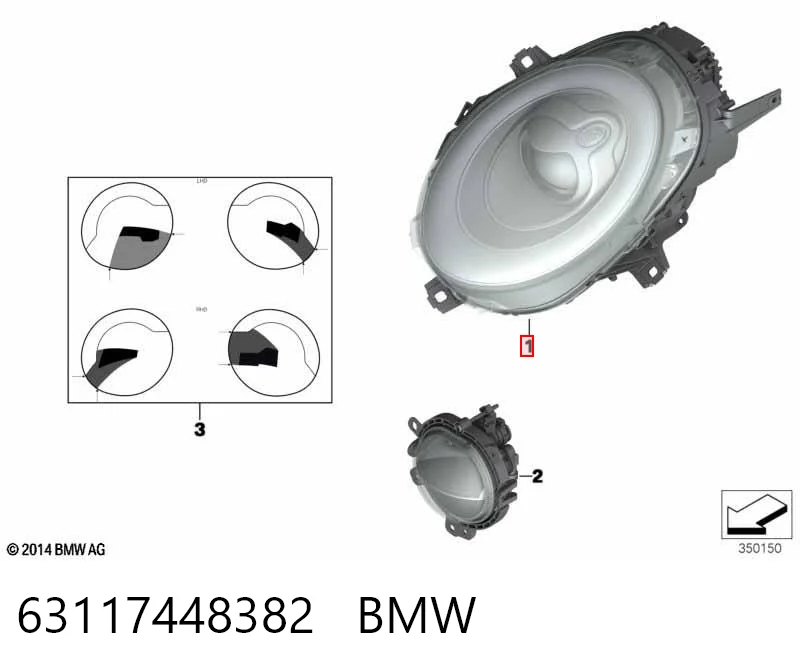 Правая блок фара Mini Cooper хэтчбек (F56) (2013 - 2026) цена, от 633.49 USD