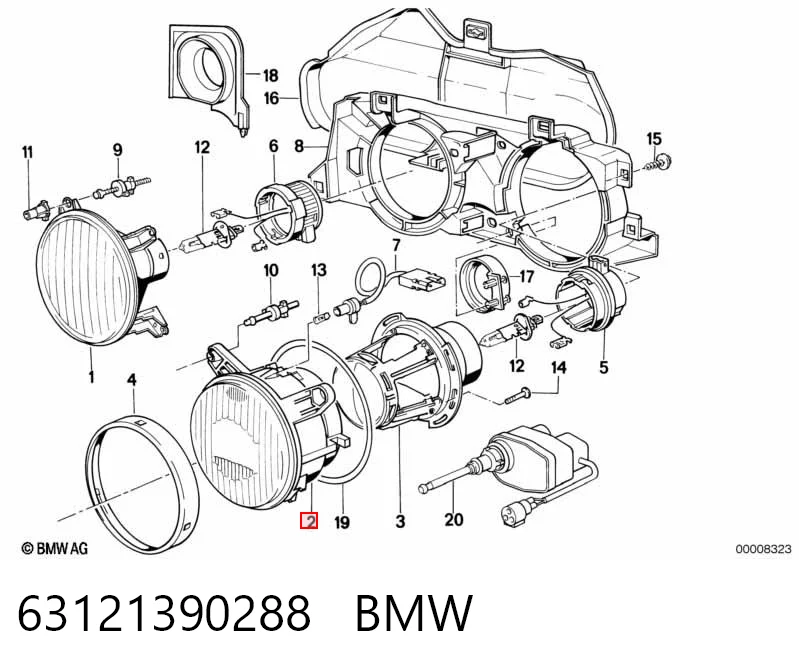 Правая блок фара BMW 7 седан (E32) (1986 - 1994) цена, от 37.95 USD
