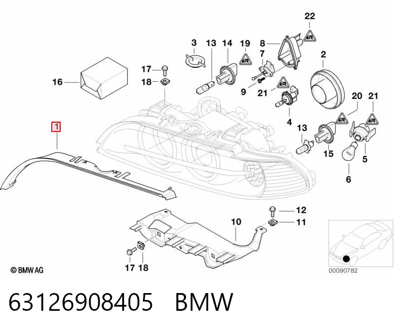 63126908405 BMW Уплотнитель фары левой