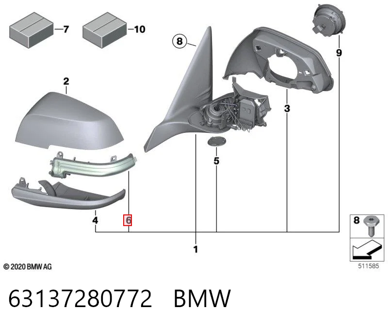 63137280772 BMW Указатель поворота зеркала правый