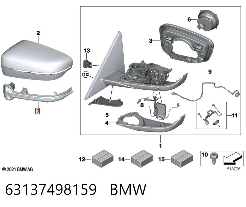 63137498159 BMW Повторитель поворота левого зеркала