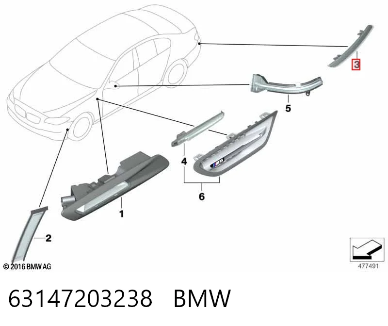 63147203238 BMW Правый катафот бампера