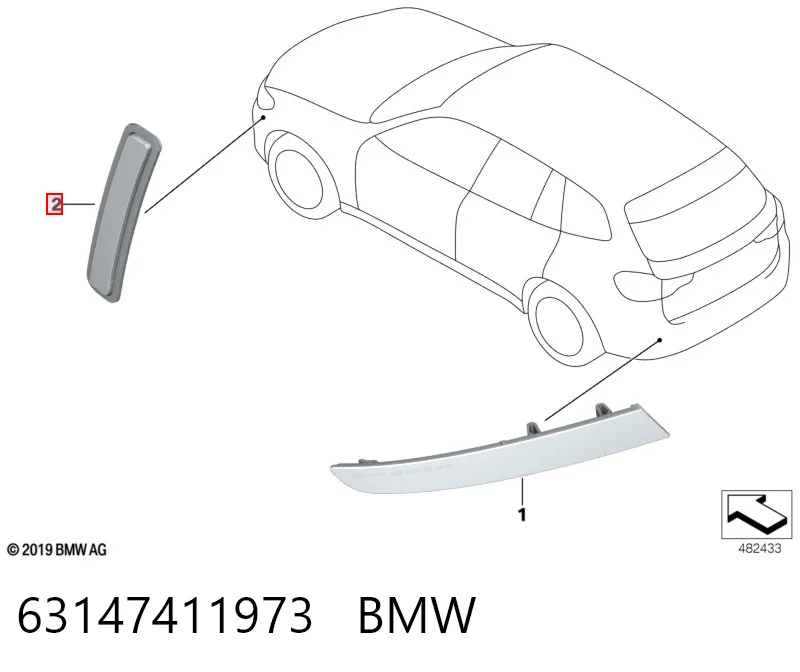 63147411973 BMW Катафот (отражатель) переднего бампера левый