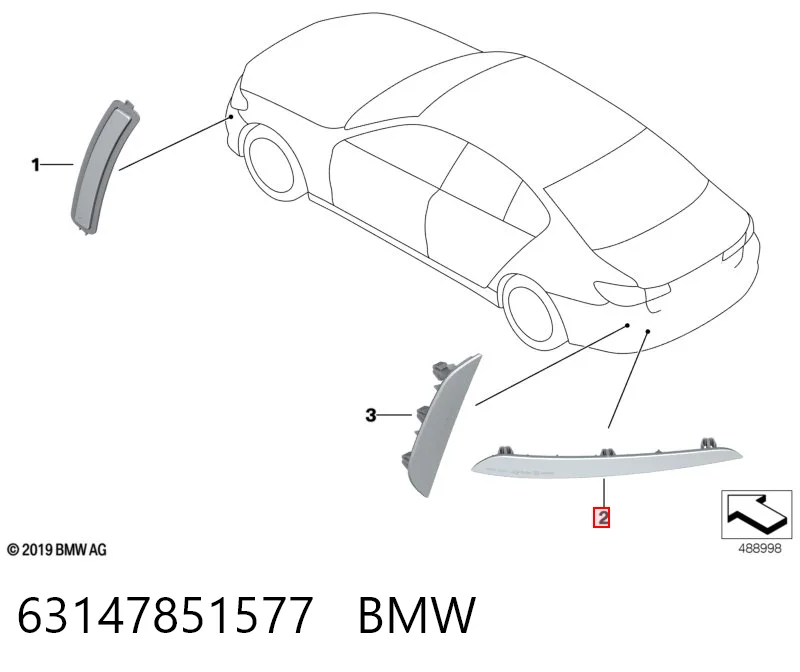 63147851577 BMW Левый катафот бампера