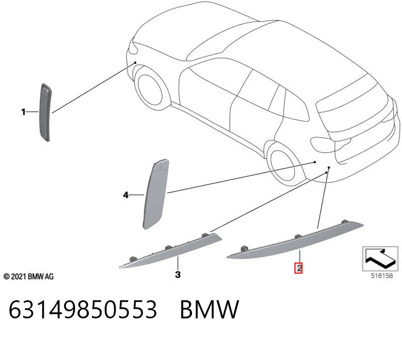 63149850553 BMW Левый катафот бампера