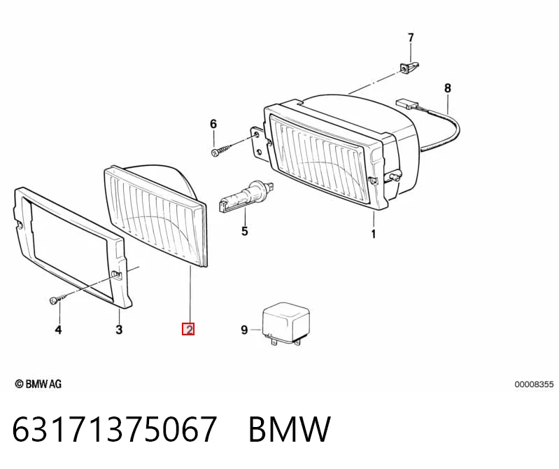 63171375067 BMW Стекло противотуманки, левой