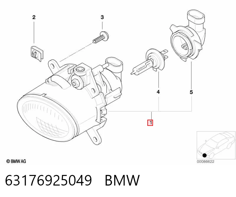 63176925049 BMW Противотуманная фара левая