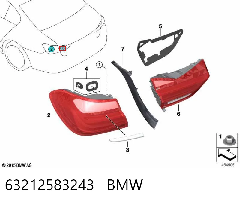 63212583243 BMW Задняя левая внутренняя фара