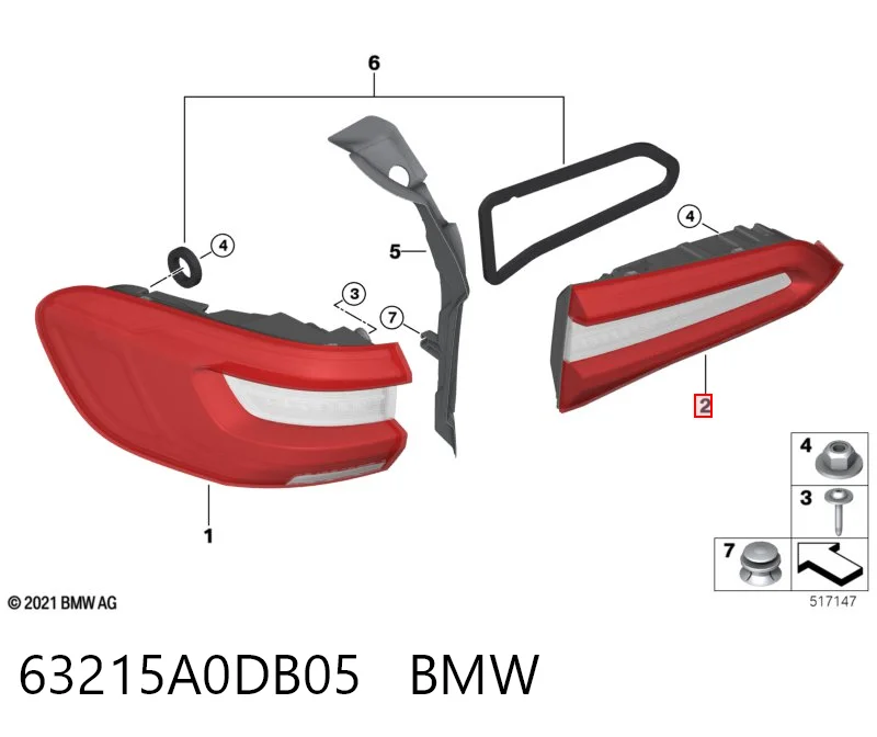 63215A0DB05 BMW Задняя левая внутренняя фара