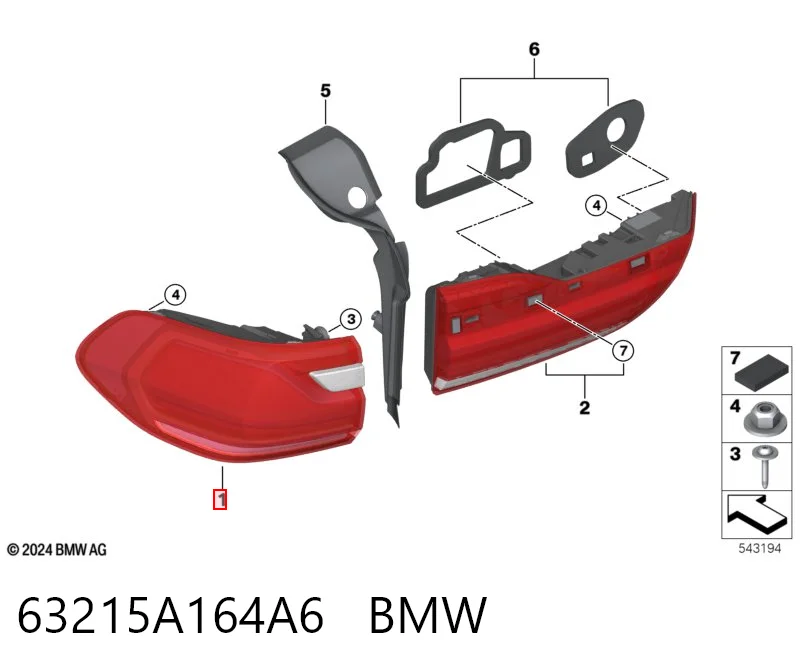 63215A164A6 BMW Задний правый внешний фонарь