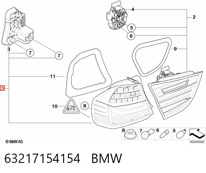 Фонарь задний правый внешний 7154154 BMW