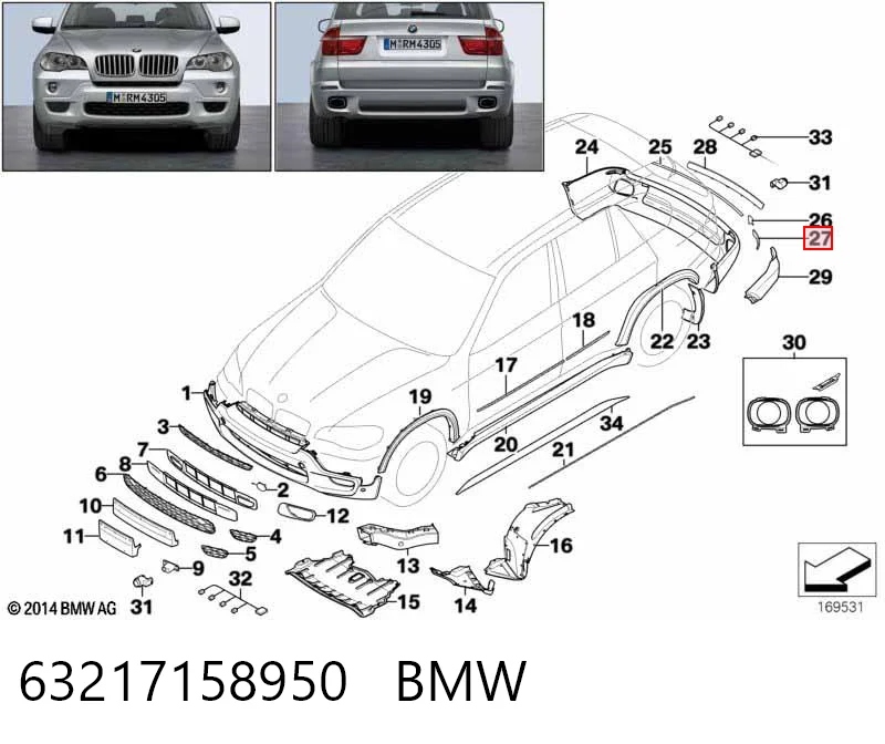 63217158950 BMW Правый катафот бампера