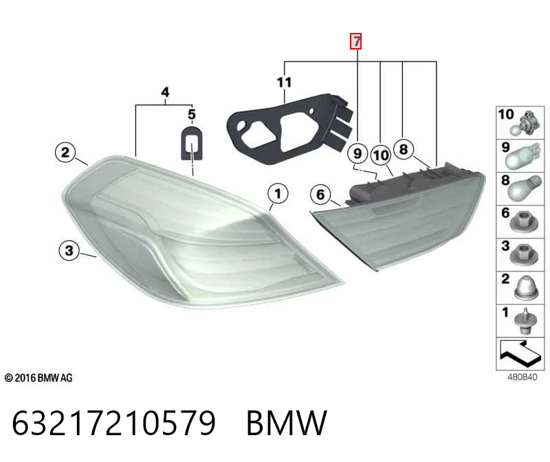 63217210579 BMW Задняя левая внутренняя фара