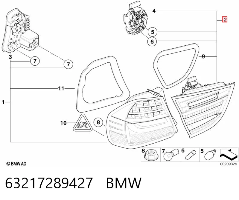63217289427 BMW Задняя левая внутренняя фара